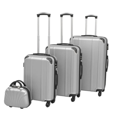 Set Viaggio 4 Pezzi Trolley Rigidi Argento con Bagaglio a Mano Incluso