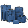 Set Valigie da Viaggio 5 pezzi in Tessuto Rivestito in PVC Blu