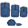 Set Valigie da Viaggio 5 pezzi in Tessuto Rivestito in PVC Blu