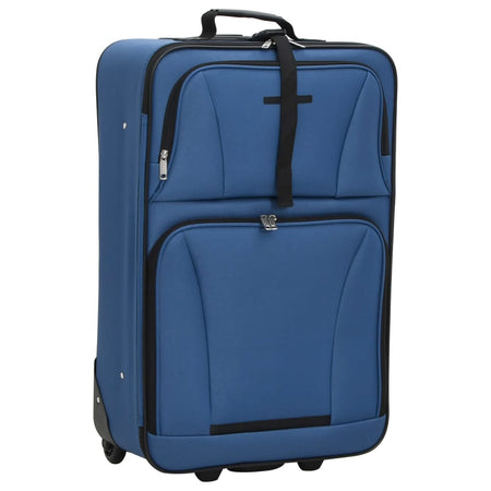 Set Valigie da Viaggio 5 pezzi in Tessuto Rivestito in PVC Blu