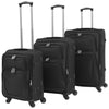 3 pezzi Set di Valigie Trolley Morbide Tessuto Oxford rivestito in PVC Nere