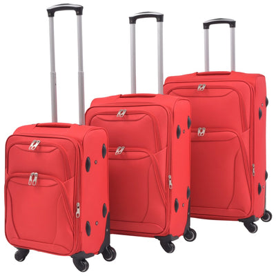 Set di Valigie Trolley 3 pezzi Morbide Tessuto Oxford rivestito in PVC Rosse