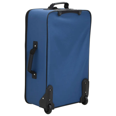 Set Valigie da Viaggio 5 pezzi in Tessuto Rivestito in PVC Blu