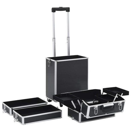Valigia Trolley Professionale Nero in Alluminio Porta Cosmetici Make Up