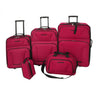 Set 5 pezzi da Viaggio Trolley e Borse con Manici Estraibili Rosso e Nero