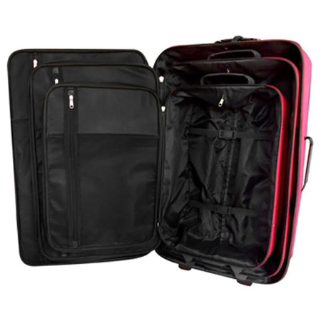 Set 5 pezzi da Viaggio Trolley e Borse con Manici Estraibili Rosso e Nero