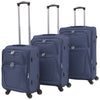 Set Valigie Trolley Morbide 3 pezzi Quattro Ruote Girevoli 360° Blu Marino