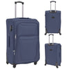 Set Valigie Trolley Morbide 3 pezzi Quattro Ruote Girevoli 360° Blu Marino