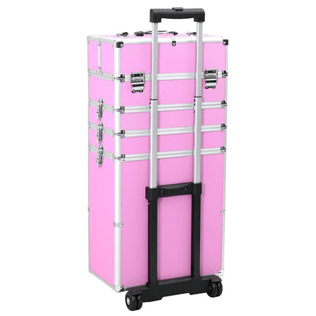 Valigia Trolley Cosmetici Organizza e Proteggi i tuoi Prodotti in Alluminio Rosa