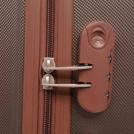 Set di Trolley Rigidi 4 pezzi Chiusura di Sicurezza 4 Ruote Girevoli 360° Caffè