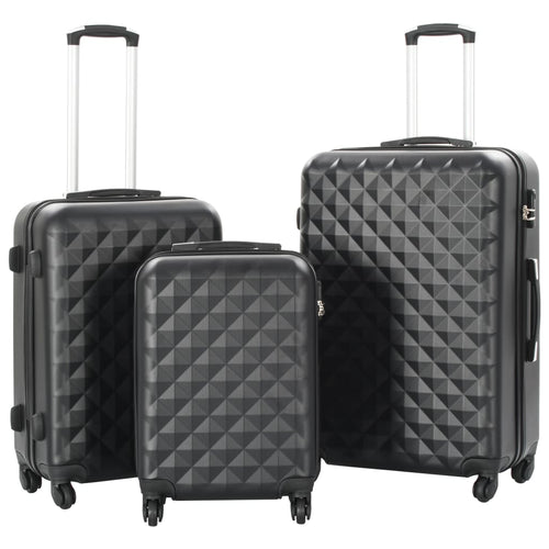 Set Trolley a Custodia Rigida 3 pz in ABS Quattro Ruote Girevoli 360° Nero