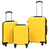 Set Trolley 3 Pezzi a Custodia Rigida in ABS Quattro Ruote Girevoli 360° Giallo