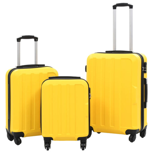 Set Trolley 3 Pezzi a Custodia Rigida in ABS Quattro Ruote Girevoli 360° Giallo