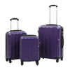 Set Trolley 3 Pezzi a Custodia Rigida in ABS Quattro Ruote Girevoli 360° Viola