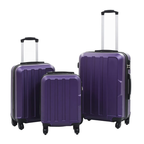 Set Trolley 3 Pezzi a Custodia Rigida in ABS Quattro Ruote Girevoli 360° Viola