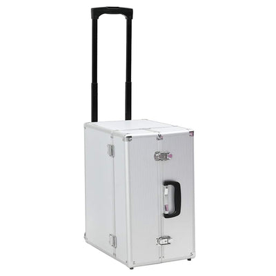 Valigia Trolley Pilota con Due Ruote Rimovibile in Alluminio Argento 47x39x27 cm