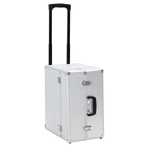 Valigia Trolley Pilota con Due Ruote Rimovibile in Alluminio Argento 47x39x27 cm