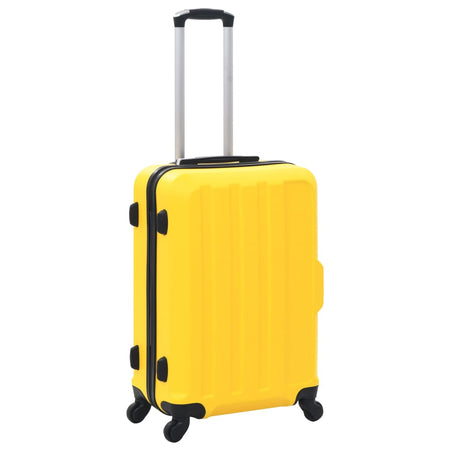 Set Trolley 3 Pezzi a Custodia Rigida in ABS Quattro Ruote Girevoli 360° Giallo