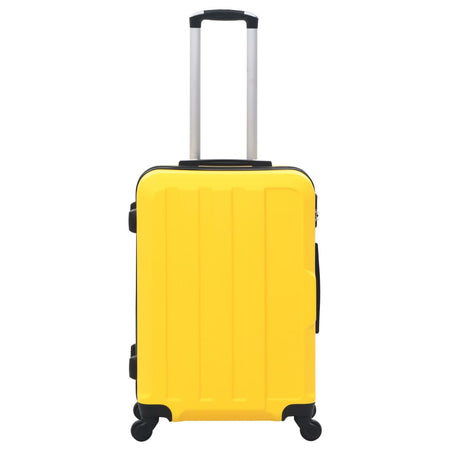 Set Trolley 3 Pezzi a Custodia Rigida in ABS Quattro Ruote Girevoli 360° Giallo