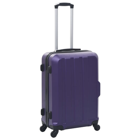 Set Trolley 3 Pezzi a Custodia Rigida in ABS Quattro Ruote Girevoli 360° Viola