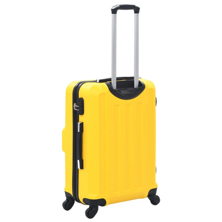 Set Trolley 3 Pezzi a Custodia Rigida in ABS Quattro Ruote Girevoli 360° Giallo