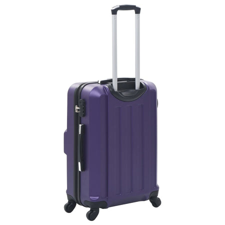 Set Trolley 3 Pezzi a Custodia Rigida in ABS Quattro Ruote Girevoli 360° Viola