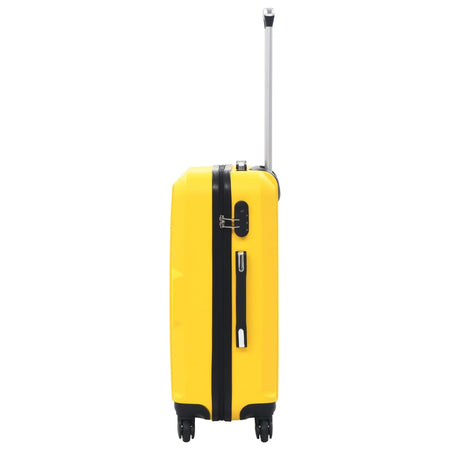 Set Trolley 3 Pezzi a Custodia Rigida in ABS Quattro Ruote Girevoli 360° Giallo