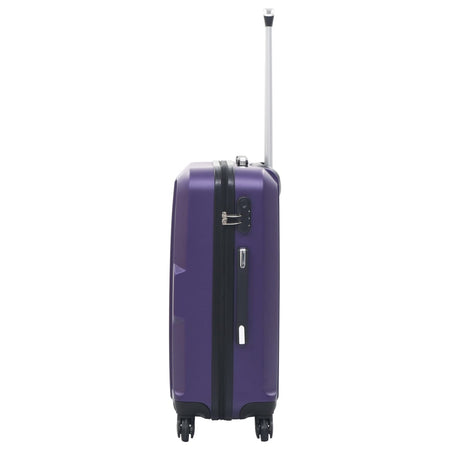 Set Trolley 3 Pezzi a Custodia Rigida in ABS Quattro Ruote Girevoli 360° Viola