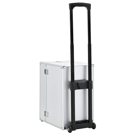Valigia Trolley Pilota con Due Ruote Rimovibile in Alluminio Argento 47x39x27 cm