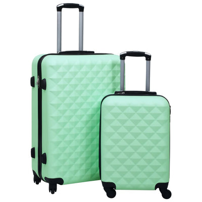 Set Valigie Trolley 2 Pezzi Custodia Rigida in ABS 4 Ruote Girevoli 360° Verde