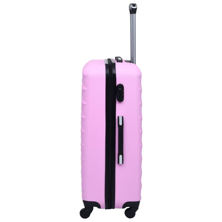 Set Valigie Trolley a Custodia Rigida in ABS Quattro Ruote Girevoli a 360° Rosa