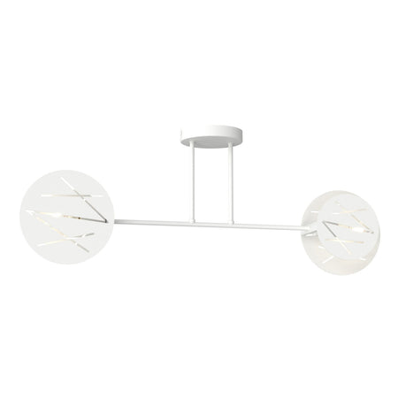 Plafoniera 2 Luci Frick In Acciaio Bianco A Bracci E Diffusori A Cerchio