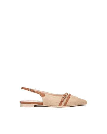 Nero Giardini slingback in tessuto e pelle col. natural E615540D420