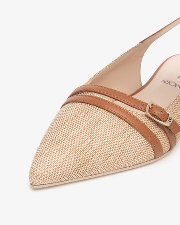 Nero Giardini slingback in tessuto e pelle col. natural E615540D420