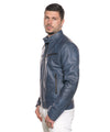 U06 - Giacca Uomo Blu in vera pelle