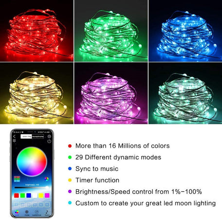 Luci Natalizie A Strisce Led App 10mt Usb Bluetooth Decorative Per Albero Natale