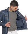 U06 - Giacca Uomo Blu in vera pelle