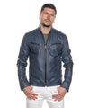 U06 - Giacca Uomo Blu in vera pelle