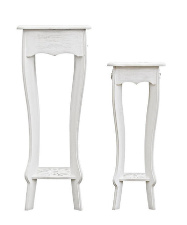 Comodino "Blanc" porta lampada struttura in legno MDF per interni set da 2
