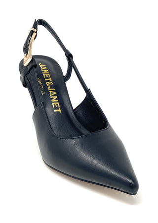 Janet & Janet slingback donna in pelle black J-641