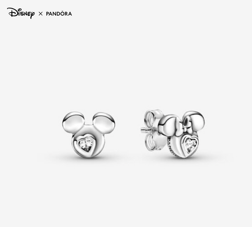 Pandora -Disney, orecchini a lobo Silhouette Mickey Mouse e Minnie