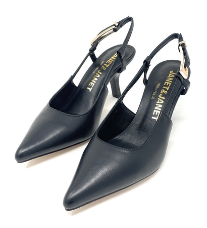 Janet & Janet slingback donna in pelle black J-641