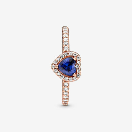 PANDORA - Anello con cuore in rilievo blu scintillante