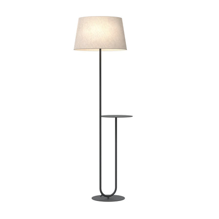 Piantana 1 Luce Hotel Paralume In Tessuto Beige Con Mensola In Acciaio Nero