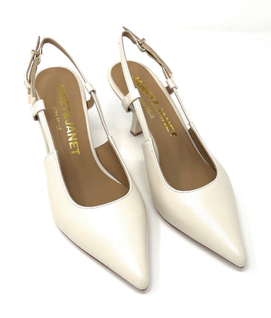 Janet & Janet slingback donna in pelle beige J-641