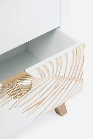 Comodino "Folium" per camera, Struttura In Abete E Mdf, Piano E Schienale In Mdf