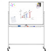 Lavagna Magnetica Bifacciale 90x120 cm con Ruote e Mensola per Pennarelli con Ganci Portablocco