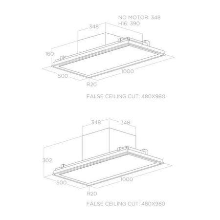 Cappa a soffitto da 100 cm bianca e cornice bianca Elica PRF0147727