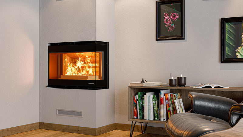 Thermorossi Panorama Angolare SX – Inserto a legna angolare 10,5 kW