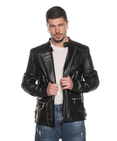 Rockstar - Chiodo Uomo Nero in vera pelle